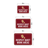 Classic Framed Plus Respect Quiet Work Areas Wall or Door Sign | Office Education and Library