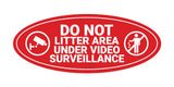 Signs ByLITA Oval Do Not Litter Area Under Video Surveillance Sign - Laser-Engraved Lettering | Durable ABS Plastic | Vibrant Colors | Powerful Foam Tape