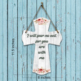 I will fear no evil, for you are with me Cross Hanging Sign | Rustic Twine | Inspiring Religious Bible Decor
