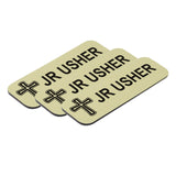 Jr Usher 1 x 3" Name Tag/Badge, Cross Design (3 Pack)