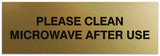 Signs ByLITA Basic Please clean microwave after use Sign - Laser-Engraved Lettering | Durable ABS Plastic | Vibrant Colors | Powerful Foam Tape