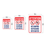 Portrait Round Plus Attention No Jumping Or Pushing Into Water Wall or Door Sign | Indoor Gym & Pool Signage