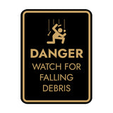 Signs ByLITA Portrait Round Danger Watch For Falling Debris Door or Wall Sign Easy Installation | Health And Safety | Building And Danger Signs