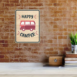 Portrait Round Plus Happy Camper Door or Wall Sign | Camping RV Decoration