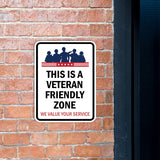 Portrait Round Plus This is a Veteran-Friendly Zone: We Value Your Service Door or Wall Sign Honor Veterans with Military Signs | US Pride | Veteran Gratitude and Discount Signs