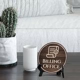 Billing Office Circle Table Sign with Acrylic Stand (5x5")