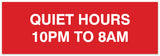 Signs ByLITA Basic Quiet Hours 10pm to 8am Sign - Laser-Engraved Lettering | Durable ABS Plastic | Vibrant Colors | Powerful Foam Tape