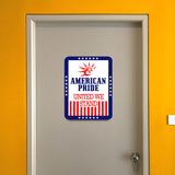 Portrait Round Plus American Pride: United We Stand Door or Wall Sign | Easy Installation | Patriotic Stars and Stripes USA Pride Sign