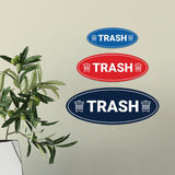 Signs ByLITA Oval Trash Sign - Laser-Engraved Lettering | Durable ABS Plastic | Vibrant Colors | Powerful Foam Tape