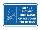 Signs ByLITA Classic Framed Do Not Put Any Food, Waste or Fat Down The Drains Door or Wall Sign Easy Installation | Health And Safety | Building And Hospitality Signs
