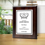 Baseball/Softball Customizable Wooden Award Plaque | Easel Mount Option | Achievement and Recognition Personalizable Plaques