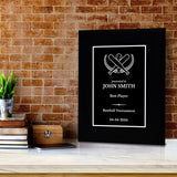 Baseball/Softball Customizable Black Frame Wooden Award Plaque | Easel Mount Option | Achievement and Recognition Personalizable Plaques