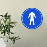 Circle Plus Overalls Required Wall or Door Sign | Easy Installation | Health & Safety Signage