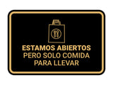 Signs ByLITA Classic Framed Estamos abiertos pero solo comida para llevar Door or Wall Sign