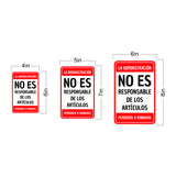 Portrait Round Plus La Administración No Es Responsable de los Artículos Perdidos o Robados Wall or Door Sign | Spanish Dressing Room Retailer Signage