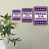 Portrait Round Plus Proud to Be American Door or Wall Sign | Easy Installation | Patriotic Stars and Stripes USA Pride Sign