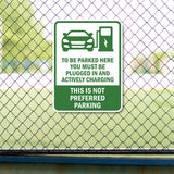 Portrait Round Plus To Be Parked Here You Must Be Plugged In And Actively Charging This is Not Preferred Parking Door or Wall Sign | Electric Vehicle Charging Station | Parking