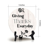 Giving Thanks Everyday Circle Table Sign with Acrylic Stand (5x5") | Religious Home Décor