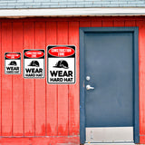 Portrait Round Plus Construction Zone Wear Hard Hat Wall or Door Sign | Health And Safety Signage