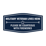 Signs ByLITA Fancy Military Veteran Lives Here Please Be Courteous With Fireworks Easy Installation | Honor Veterans with Military Signs | US Pride | Businesses and Homes Wall or Door Sign