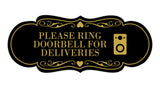 Signs ByLITA Designer Please Ring Doorbell for Deliveries Wall or Door Sign