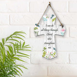 I can do all things through Christ who strengthens me Cross Hanging Sign | Rustic Twine | Inspiring Religious Bible Decor