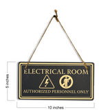 Electrical Room Authorized Personnel Only 5x10 Hanging Plus Wall or Door Sign | Rustic Twine | Workplace Safety Signage