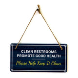 Clean Restrooms Promote Good Health Please Help Keep It Clean 5x10 Hanging Plus Wall or Door Sign | Home & Office Decor
