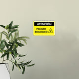Classic Framed Plus Atención Peligro biológico Door or Wall Sign | Business Warning Signage
