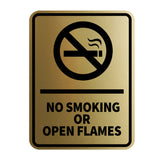 Signs ByLITA Portrait Round No Smoking Or Open Flames Door or Wall Sign Durable ABS Plastic | Laser Engraved | Easy Installation | Kitchen | Hygiene