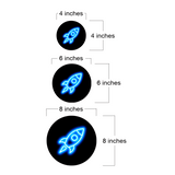 Circle Plus Rocket Neon Graphic Style Wall or Door Sign | Live Streamer Gaming Themed Decoration