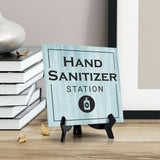 Signs ByLITA Hand Sanitizer Station, Wood Color, Square Table Sign (5" x 5”)