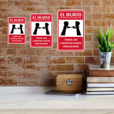 Portrait Round Plus El hurto En Tiendas Es Un Delito Penal Todos los Ladrones Serán Procesados Wall or Door Sign | Spanish Shoplifting Retailer Signage