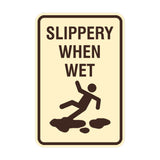 Signs ByLITA Portrait Round Slippery When Wet Wall or Door Sign