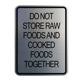 Signs ByLITA Portrait Round Hygiene Safety: Do Not Store Raw Foods and Cooked Foods Together Door or Wall Sign Durable ABS Plastic | Laser Engraved | Easy Installation | Kitchen | Hygiene