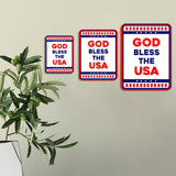 Portrait Round Plus God Bless the USA Door or Wall Sign | Easy Installation | Patriotic Stars and Stripes USA Pride Sign