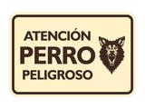 Signs ByLITA Classic Framed Atención Perro Peligroso Graphic Spanish Security Wall or Door Sign