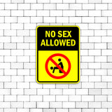 Portrait Round Plus No Sex Allowed Door or Wall Sign | Funny Warning Sign For Bedroom