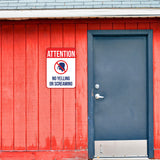Portrait Round Plus Attention No Yelling Or Screaming Wall or Door Sign | Indoor Gym & Pool Signage