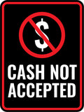 Portrait Round Plus Cash Not Accepted Wall or Door Sign | Health And Safety Office Signage