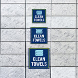 Square Plus Clean Towels Wall or Door Sign | Gym Spa and Bathroom Signage