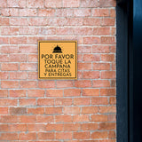 Square Plus Por Favor Toque La Campana Para Citas y Entregas Wall or Door Sign | Spanish | Health & Safety Warehouse Business Signage