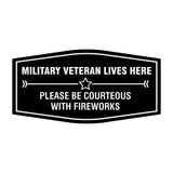 Signs ByLITA Fancy Military Veteran Lives Here Please Be Courteous With Fireworks Easy Installation | Honor Veterans with Military Signs | US Pride | Businesses and Homes Wall or Door Sign