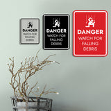 Signs ByLITA Portrait Round Danger Watch For Falling Debris Door or Wall Sign Easy Installation | Health And Safety | Building And Danger Signs
