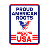 Portrait Round Plus Proud American Roots: Growing in the USA Door or Wall Sign | Easy Installation | Patriotic Stars and Stripes USA Pride Sign