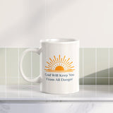 God Will Keep You From All Danger 11oz Plastic/Ceramic Coffee Mug Office And Home | Religious Sayings | Family And Friends