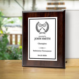 Badminton Customizable Wooden Award Plaque | Easel Mount Option | Achievement and Recognition Personalizable Plaques | Sports Award