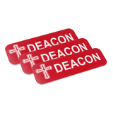 Deacon, Cross Design, 1 x 3" Name Tag/Badge, (3 Pack)