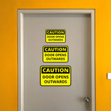 Classic Framed Plus Caution Door Opens Outwards Wall or Door Sign | Health And Safety Office Signage