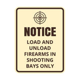 Signs ByLITA Portrait Round Notice: Load and Unload Firearms In Shooting Bays Only Door or Wall Sign Easy Installation | Health And Safety | Building And Danger Signs